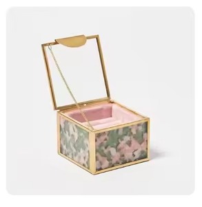 Caja de Exhibición con Marco de Metal Dorado Antiguo, Caja de Almacenamiento de Joyas para Anillos, Aretes y Collares, las Mejores Cajas para Joyas - Product Image 1