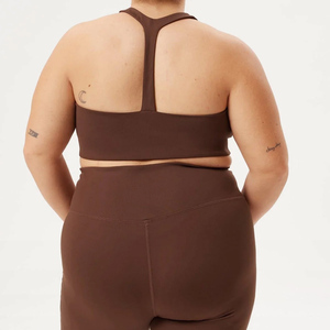 Wholesale Women's Yoga Sports Bra High <b>Support</b> Convertible Straps U-<b>NECK</b> Breathable Spandex/Nylon Made in Pakistan Front Logo - Product Image 2