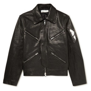 Chaqueta de Cuero 100% Profesional para Hombre, Estilo Urbano Moderno con Mangas Completas de Lona y Logotipo Frontal, Chaqueta de Cuero en Oferta - Product Image 1