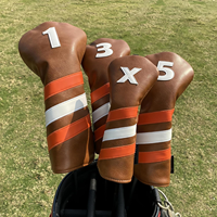 Couvre-chef de conducteur de golf VN Wholesale avec logo personnalisé Couvre-chef en cuir PU à rayures Bande élastique Étiquette étanche Couvre-chef de gros
