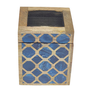 Quemador de incienso con incrustaciones de resina de madera de diseño geométrico, uso religioso perfumado a mano tradicional para difusor de Ramadán - Product Image 2