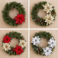 AYOYO Fleurs artificielles, nouvelles fleurs de Noël, décorations pour la maison avec poudre dorée, décorations de Noël
