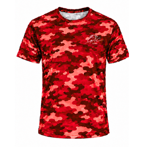 เสื้อยืดสตรีทแวร์สีแดงล้วน ขายส่ง สำหรับผู้ชาย แขนสั้น คอกลม พิมพ์ลาย ระบายอากาศ แห้งเร็ว 180 กรัม ผ้าโพลี/คอตตอน สำหรับออกกำลังกาย - Product Image 1