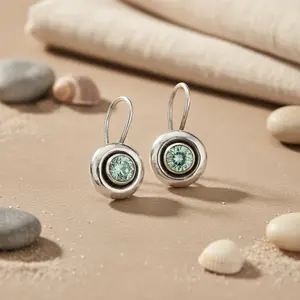 Boucles d'oreilles pendantes en argent 925 avec topaze bleue pour femmes, bijoux élégants pour mariage et soirée - Product Image 1