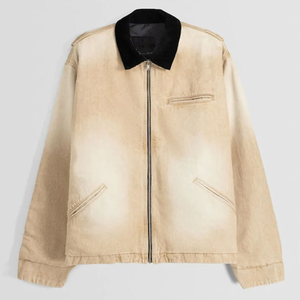 Vente de gros Veste en jean en toile légère et à la mode pour hommes, design personnalisé lavé avec logo à l'avant, nouveauté - Product Image 1