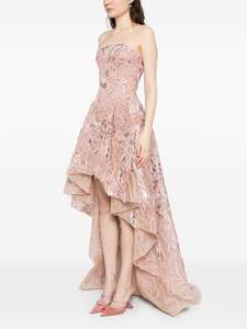 Robe de soirée sans manches en mousseline de soie faite à la main avec décolleté en cœur pour femmes grande taille Robe de mariée longue jusqu'au sol - Product Image 2