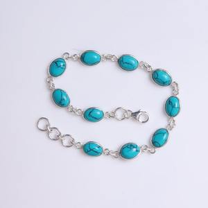 925 pierre solide meilleure qualité concepteur cadeau de mariage 925 en argent Sterling à la main pierre précieuse Turquoise Spinner Bracelet bijoux - Product Image 3