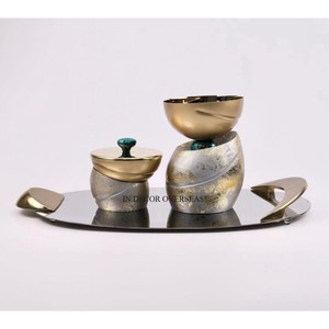 Incienso Bakhoor Bunrer de metal pulido brillante con espejo plateado de primera calidad con soportes de textura únicos de Color azul al precio más bajo - Product Image 3