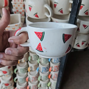Tasse à thé pastèque peinte à la main tasse à café tasse à café florale cruche à café tasse à la main poterie cadeau en céramique pour anniversaire - Product Image 2