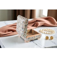 Boîte à bijoux en bois de luxe de haute qualité avec incrustation de nacre, fabrication artisanale, fermeture à clé, motif floral, artisanat Son Tra, pour la maison