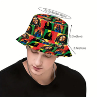 Sombrero Panamá de Doble Cara Reversible Estilo Nuevo al por Mayor, Gorro de Pescador Jamaica Rasta Sólido, Sombrero Bob Marley de Dibujos Animados para Esquí