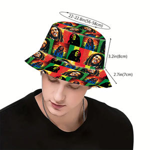 Sombrero Panamá de Doble Cara Reversible Estilo Nuevo al por Mayor, Gorro de Pescador Jamaica Rasta Sólido Bob Marley, Sombrero de Cubo Unisex para Uso Diario - Product Image 6