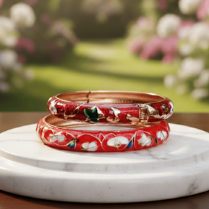ชุดกำไลข้อมือเคลือบสีแดงเข้มแบบละเอียด - Product Image 2
