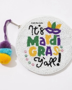 2025 últimos estilos Mardi Gras monederos con cuentas de moda Mini bolsas forradas de algodón para damas cremallera colores surtidos Vintage - Product Image 4