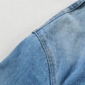 Nouveau design, sweat-shirt en denim streetwear personnalisé, sans cordon, en coton doux, épaules tombantes, denim vintage lavé - Product Image 5