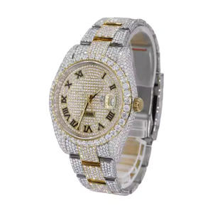 Luxury <b>Men's</b> Mechanical Stainless Steel <b>Leather</b> Strap Timepiece Brilliant Moissanite Diamonds Professional Performance Modern - Product Image 2
