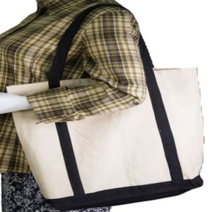 Sac fourre-tout en toile 100% coton extra-large écologique multi-usages robuste pour l'épicerie et les achats à la plage Logo personnalisé réutilisable - Product Image 5