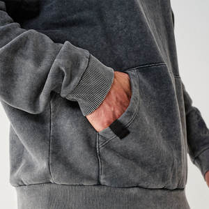 Vêtements de sport XL, grande taille, délavés à l'acide, pour l'hiver, survêtement 100% coton personnalisable, ensembles de motifs solides et respirants, vente en gros - Product Image 2