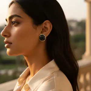 925 Silver <b>Stud</b> <b>Earrings</b> with Dark <b>Blue</b> Gemstone Rhodium Plated Religious Style Charm <b>Earrings</b> for Women Perfect Gift - Product Image 3