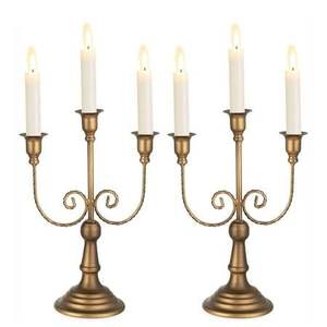 Candelabros de metal hechos a mano en tono cobre para decoración étnica del hogar y arreglo tradicional de mesa con velas - Product Image 4