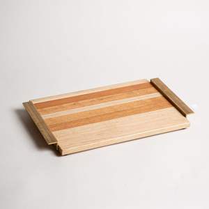 <b>Wooden</b> serving tray with rustic farmhouse <b>laser</b> <b>cut</b> handle for breakfast in bed and kitchen dining table decoration ideas - Product Image 3