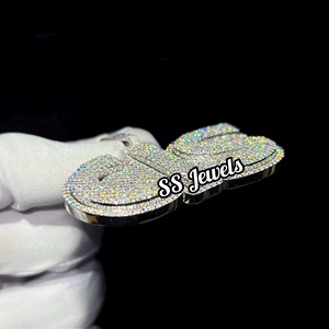 Collar con Colgante de Letra Personalizado en Plata de Ley 925 con Baño de Rodio y Moissanita VVS, Estilo Hiphop con Engaste de Garra para Hombre, 40g - Product Image 3