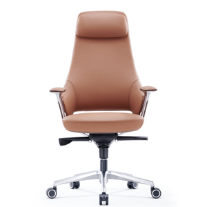 Sedia Direzionale Contemporanea in Ecopelle Marrone con Poggiatesta Regolabile e Design Sollevabile per Ufficio Domestico, Stile Moderno con Base in Metallo Cromato - Product Image 1