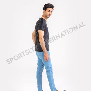 Solid Pattern 100% Cotton O-Neck T <b>Shirts</b> Unisex <b>Men's</b> Short Sleeve Jersey High Quality 220 Grams Custom Logo Printing <b>Black</b> - Product Image 2