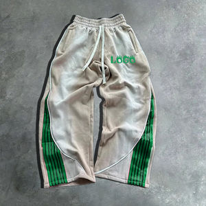 Pantalones deportivos con lavado ácido para hombre, ropa de calle con logotipo personalizado, pantalones de chándal de algodón de pierna ancha holgados de gran tamaño con diseño de tubería personalizada - Product Image 2