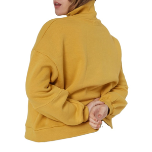 Sudadera de Cuello Alto de Algodón Grueso Personalizada para Mujer, Estilo Casual de Invierno, Bordado Frontal, Largo Regular - Product Image 2