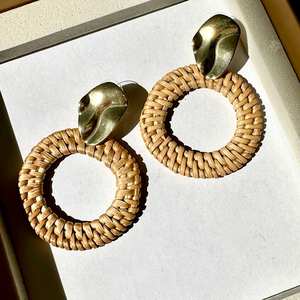 ต่างหูหวาย Boho เครื่องประดับแฟชั่นทำมือน้ำหนักเบาทำด้วยมือทำจาก MSR ต่างประเทศ - Product Image 1