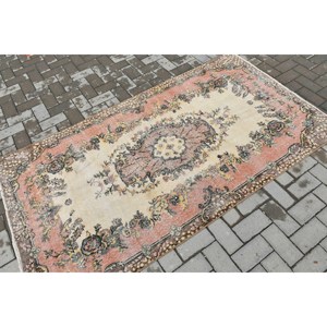 Tapis turc vintage 3,7 x 6,8 pieds, tapis d'intérieur, tapis rayé rouge - Product Image 2