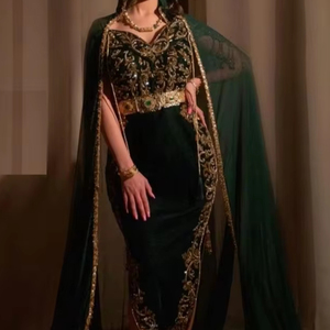 NEW STYLISH EMBROIDERY on BOTTLE GREEN JACKET & KARAKOU DRESS WITH EMBELLISHED CRYSTAL GLASS BEADS,STONE,PEARLS,DABKA WORK= 2024 - Product Image 1
