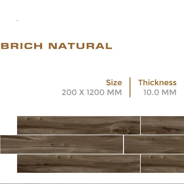 200 × 1200 mm Porzellan Holzplanken im Modell "Brich natürlich" digitaldruckte verglaste Fliese in Bestqualität von Novac Ceramic