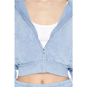 Nuevo Diseño, Sudadera Corta con Cierre Completo y Dos Bolsillos, Tejido Transpirable con Efecto Ácido, Estilo Urbano, Diseño Personalizado para Mujer - Product Image 5