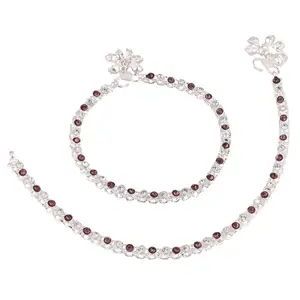 <b>Indian</b> Traditional Jewellery Ethnic Silver Tone Bell Charms Crystal <b>Anklet</b> Manufacture Wholesale Jewelry Set - Product Image 1