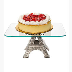 Palm Design créatif deux couches après-midi ménage assiette en bois aluminium métal Snack Dessert gâteau support - Product Image 4