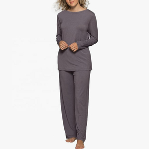 Ropa de dormir OEM para mujer, pijamas de manga larga para mujer, Spandex/tejido de algodón, transpirable, suave, con cordón, trajes de noche sólidos de invierno - Product Image 5