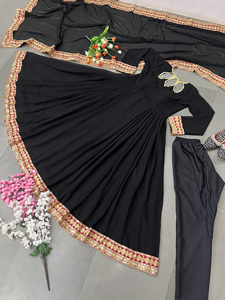Nuevo diseñador indio étnico vestido de fiesta Look Faux Georgette con bordado pesado vestido de trabajo de lentejuelas parte inferior con vestido Dupatta - Product Image 3