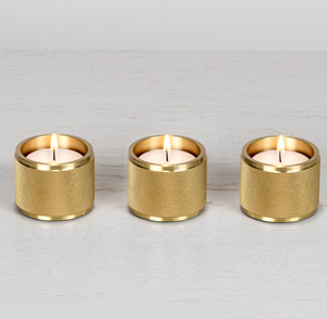 Bougeoir chauffe-plat en laiton antique 3 pièces nouveauté bougeoir en laiton indien en gros de haute qualité - Product Image 1