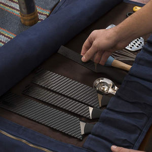 Leather Canvas Smell Proof Foldable Comfortable Knife Roll Chef Portable Storage <b>Bag</b> Durable Cutlery Organizer Kitchen <b>Tool</b> - Product Image 4