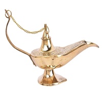Güzel Antik Tarz Büyük Pirinç Metal Aladdin Cin Yağ Lambası Sihirli Lamba Orta Doğu Chirag Düğün Süsü ve Hediyesi