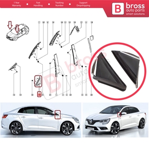 Juego de Cubiertas Triangulares para Espejos Retrovisores Laterales BSP1132 para Megane MK4 2016 en Adelante 638758950R 638740438R - Product Image 5