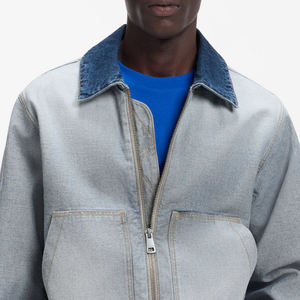 Chemise en jean délavé pour homme, couleur unie, col rabattu, style décontracté, coupe classique, 100 % coton, idéale pour l'automne - Product Image 2