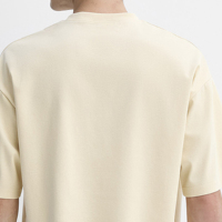 T-shirt Homme 220g Coton Lourd Style Streetwear Logo Personnalisé sur le Devant Col Rond Coupe Courte Ajustée Anti-Plis Respirant