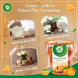 Vela aromática Air Wick Essential Oils Infusion con aroma a naranja y especias festivas en vaso de vidrio de 105 g - Product Image 4