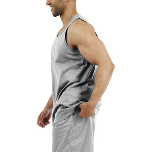 Débardeur sans manches gris pour homme, col rond, tricoté, couleur unie, respirant, décontracté, pour l'entraînement, la salle de sport, le quotidien - Product Image 3