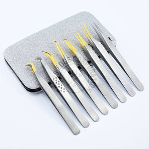 Pinzas de Extensión de Pestañas, Punta de Fibra de Puntas Curvadas, Clásicas Individuales, Ligeras, 90 Grados, Agarre de Avión - Product Image 1