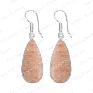 Boucles d'oreilles en bois de jaspe, faites à la main, en laiton plaqué argent, vente en gros, boucles d'oreilles en pierres précieuses, Jaipur Inde, faible MOQ 2 pièces - Product Image 4