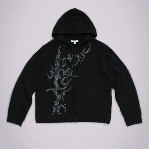 Mohair Hoodie Vintage Fashion Fuzzy Knitted Jacquard Sweater Winter Pullover Oversized Mohair Hoodie Pullover Sweater Wear - Product Image 1